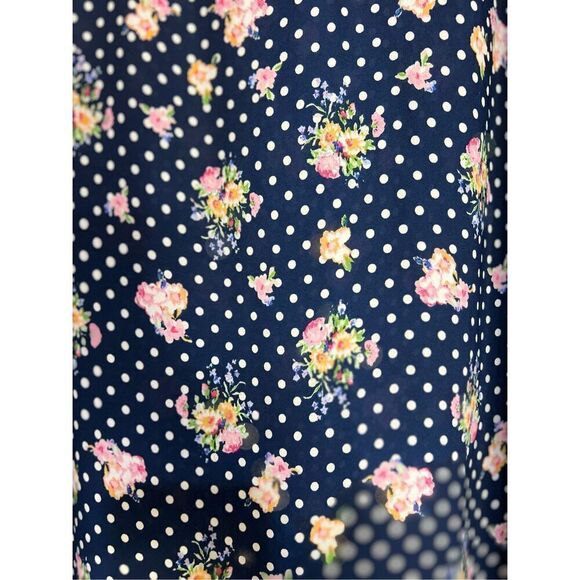 Torrid Top Womens Size 4 26/28 4X Navy Blue Floral Polka Dot Sleeveless Tank Top - Picture 3 of 10